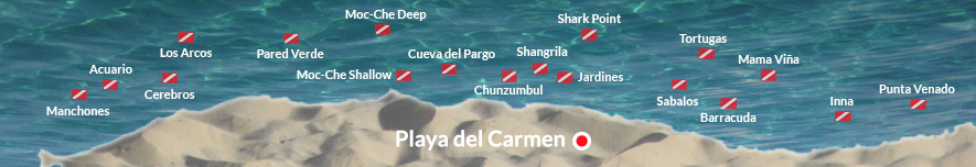 Dive site map of Playa del Carmen